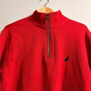 Nautica Bold Red Quarter-Zip Sweater